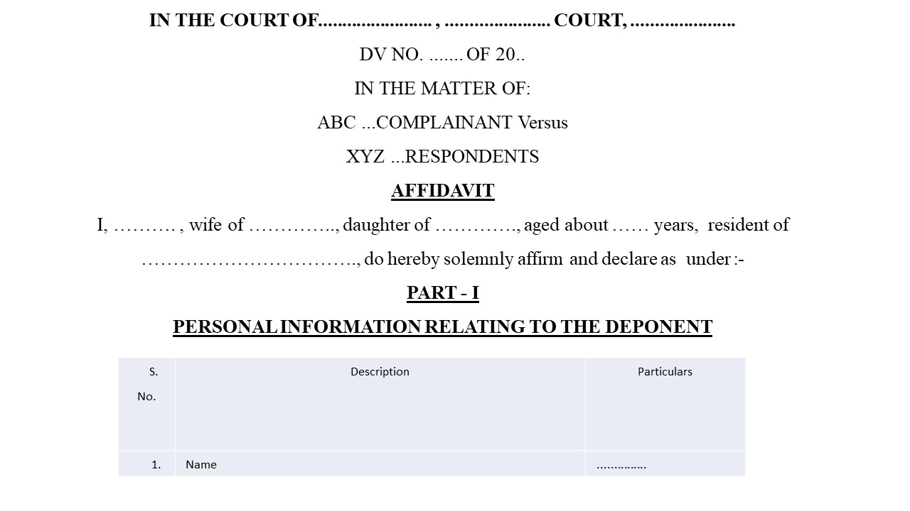 Format for Income assest Affidavit to be filed in Maintainance case Image