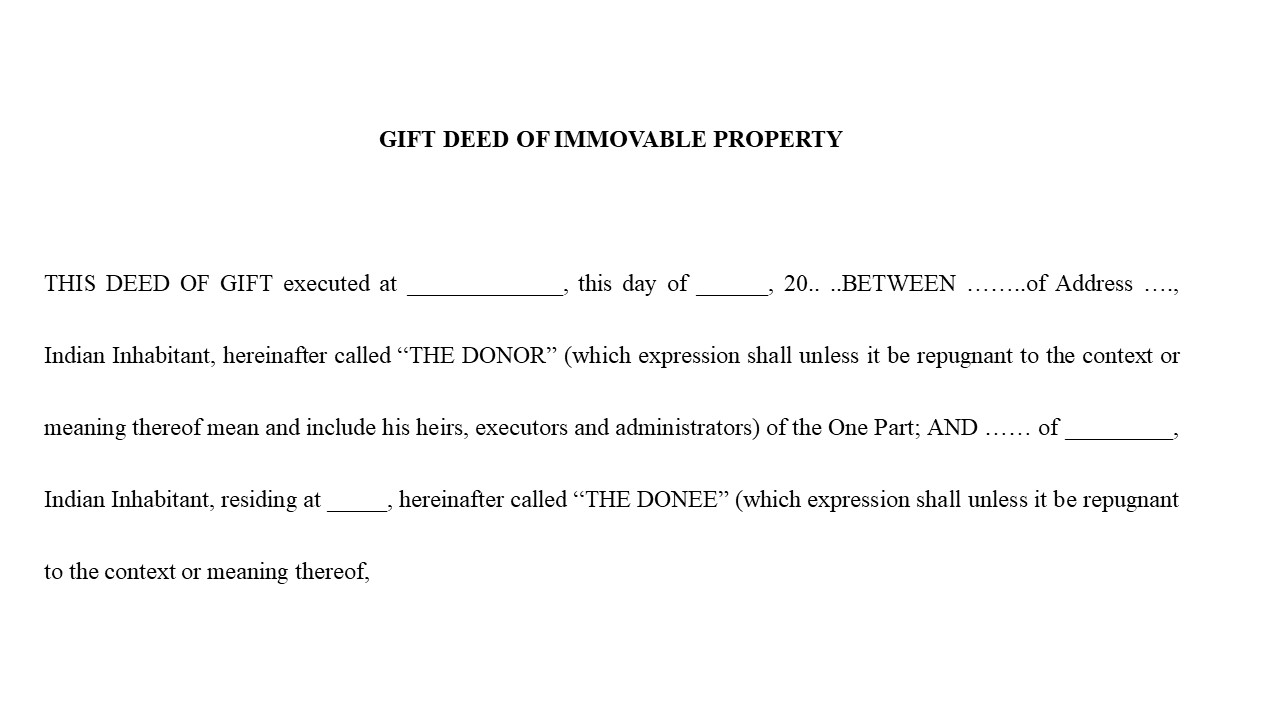  Format For Gift Deed of Immovable Property Image